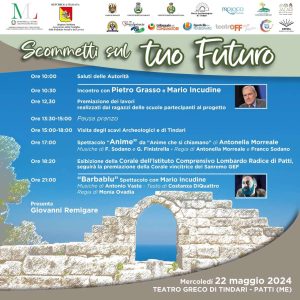 TINDARI – “Scommetti sul tuo Futuro”, al teatro greco una maratona della legalità. Tra gli ospiti anche Pietro Grasso e Mario Incudine. Coinvolti oltre mille studenti