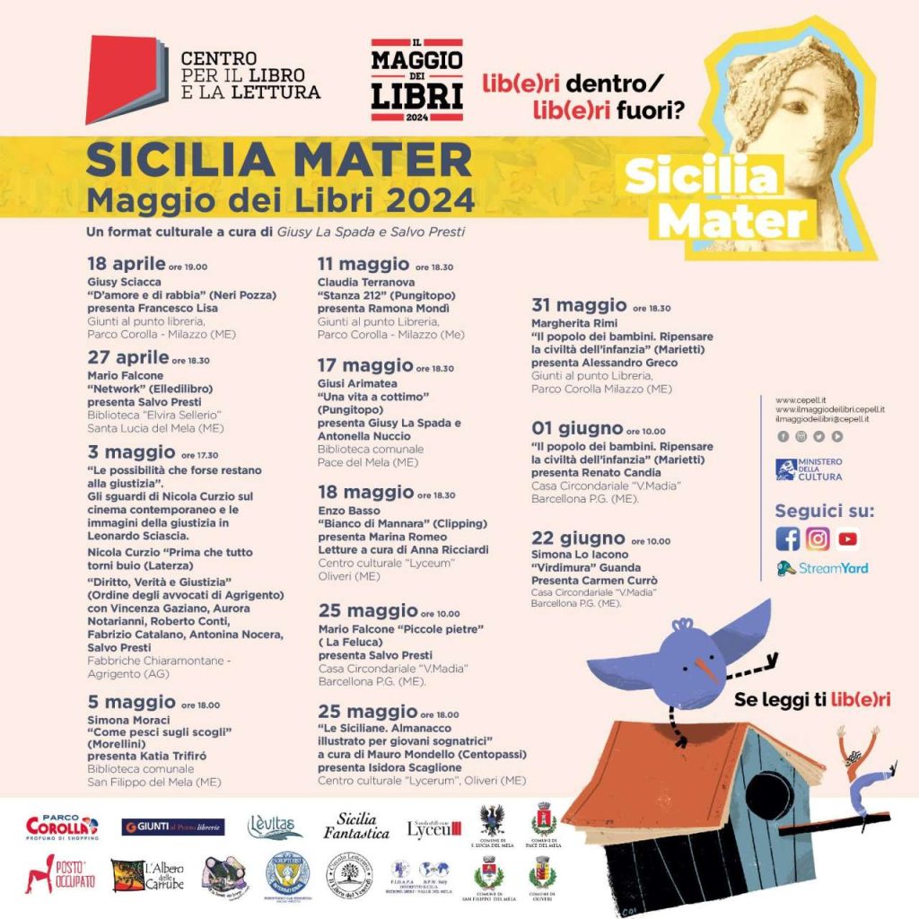 SICILIA MATER – Maggio dei Libri 2024 “Se Leggi Ti Lib(e)ri” alla Casa circondariale di Barcellona P.G., Lyceum di Oliveri e Libreria Giunti al Punto di Parco Corolla