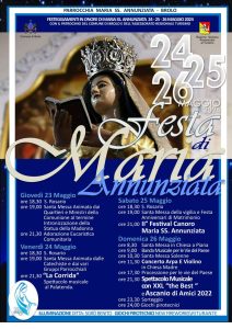 LA FESTA DELL’ANNUNZIATA – A Brolo sarà festa il 24, 25 e 26 maggio