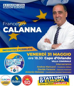 CAPO D’ORLANDO – Incontro pubblico di “Stati Uniti d’Europa” con Francesco Calanna