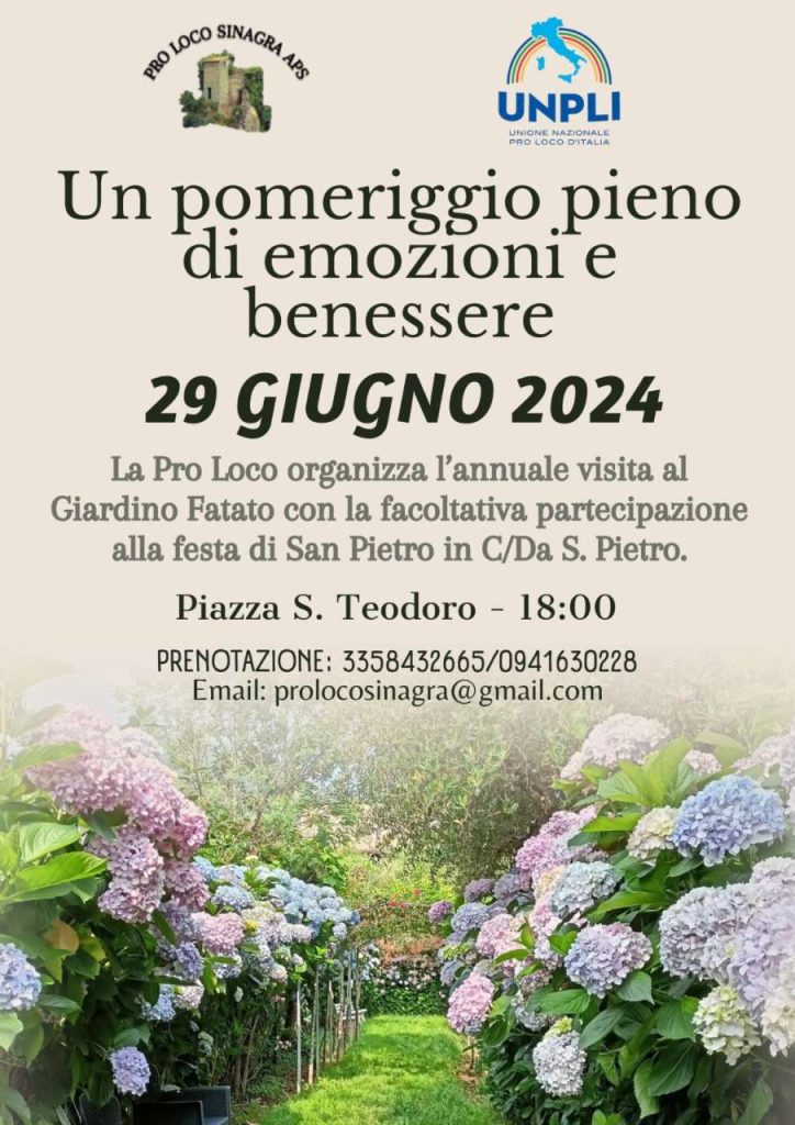 SINAGRA – “Visita al giardino fatato” un pomeriggio pieno di emozioni e benessere