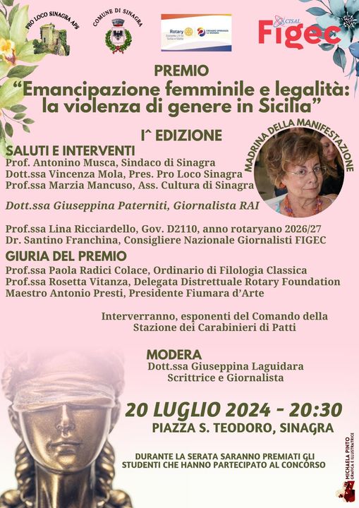SINAGRA – Prima edizione del Concorso: “Emancipazione femminile e legalità: la violenza di genere in Sicilia”