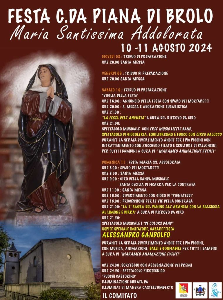 FESTA DI PIANA DI BROLO – Un week end pieno di divertimento