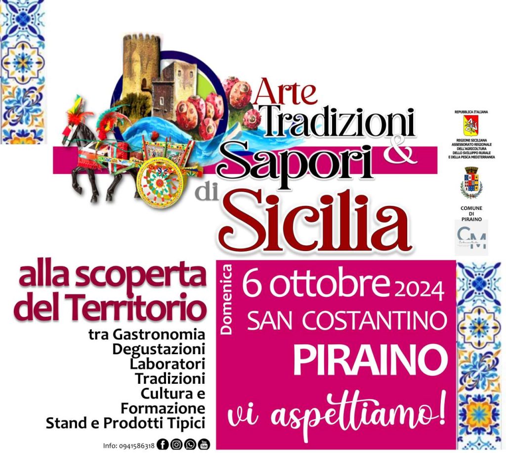 SAN COSTANTINO DI PIRAINO – Una giornata di tradizioni e sapori siciliani il prossimo 6 ottobre