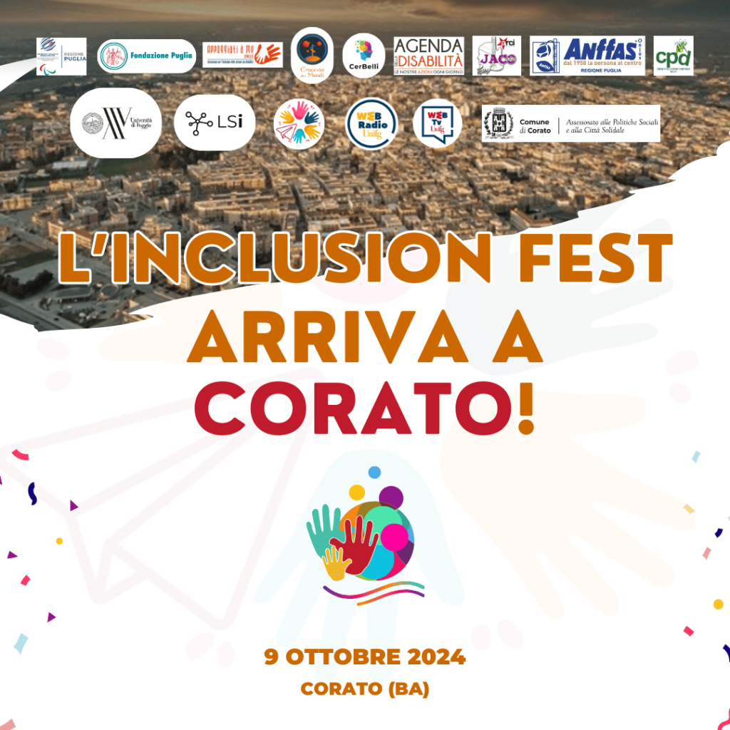 INCLUSIONE SOCIALE – Corato accoglie l’Inclusion Fest: tra sport, musica e dialogo si diffonde la cultura dell’inclusione