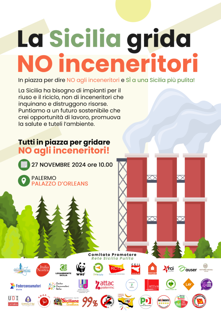 NO AGLI INCENERITORI – Presidio a Palermo il 27 novembre