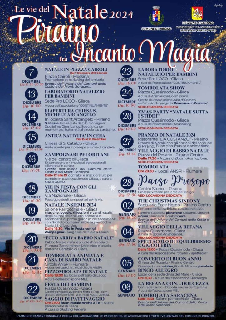 PIRAINO – Un Natale fra incanto e magia