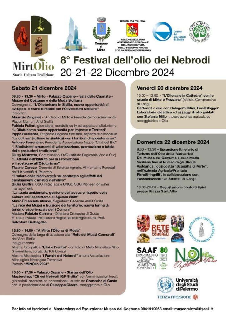 FESTIVAL DELL’OLIO – A Mirto dal 20 al 22 dicembre