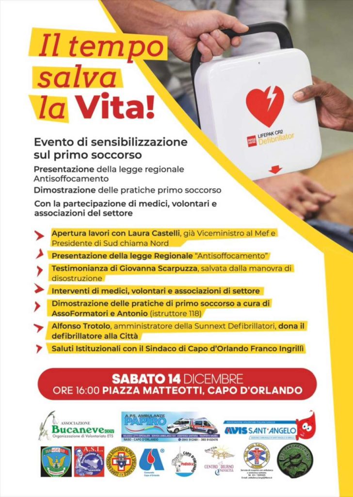 PRIMO SOCCORSO – Si svolgerà sabato a Capo d Orlando, un evento di sensibilizzazione organizzato da Laura Castelli (ScN)
