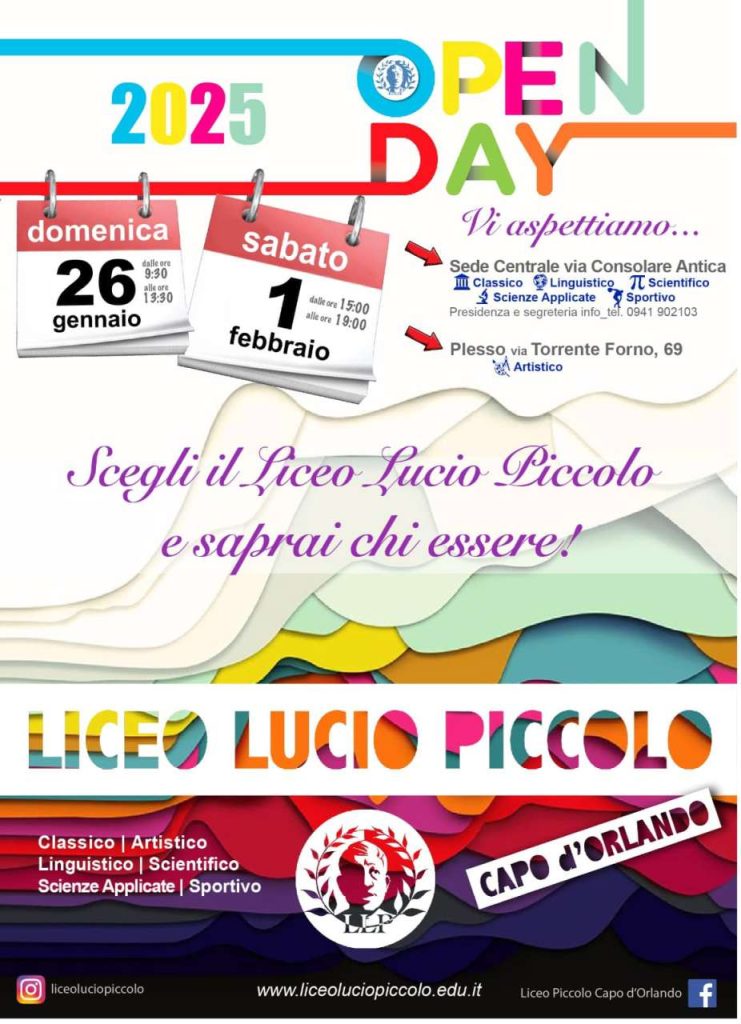 LICEO LUCIO PICCOLO DI CAPOD’ORLANDO – Domenica il primo Open Day per scoprirne le opportunità