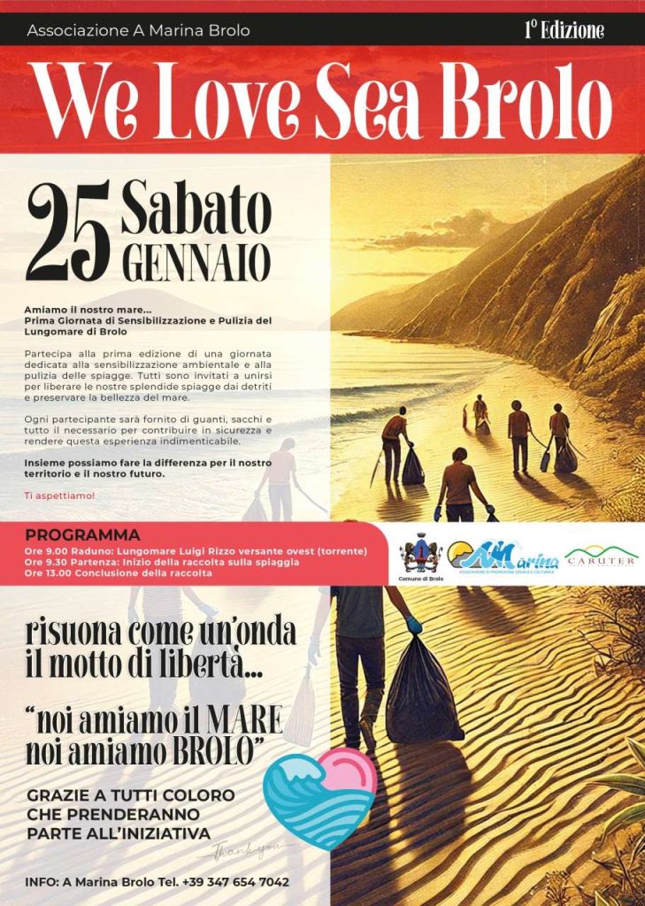 WE LOVE SEA BROLO – Sabato 25 Gennaio, sul lungomare di Brolo
