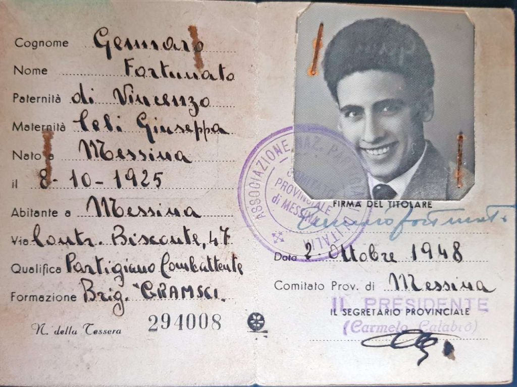 FORTUNATO GENNARO – E’ morto l’ultimo partigiano messinese