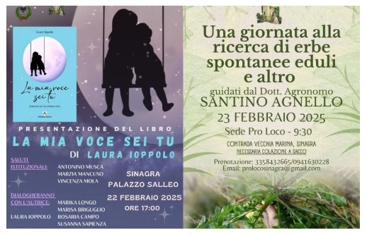 FARE A SINAGRA – I due appuntamenti del week end tra cultura e natura