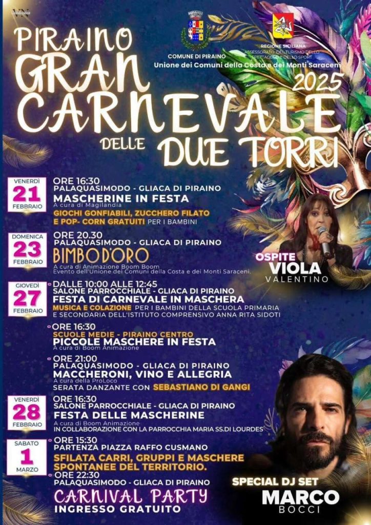 CARNEVALE DELLE DUE TORRI – A Piraino sarà un evento imperdibile