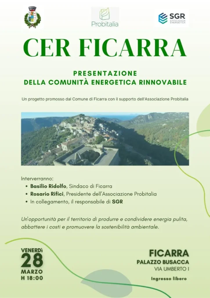 FICARRA – Si prepara a lanciare la sua Comunità Energetica Rinnovabile