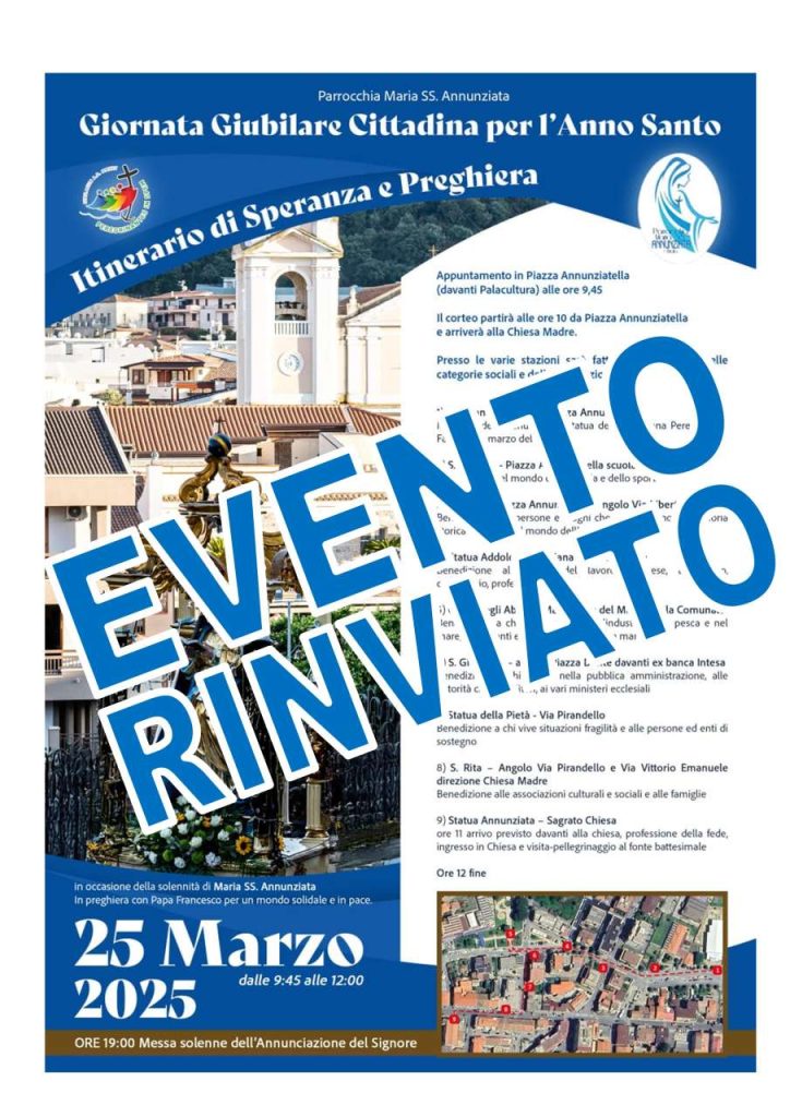 BROLO – L’evento giubilare rinviato a causa delle condizioni meteo