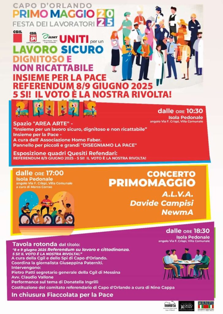 CAPO D’ORLANDO – Primo Maggio: festa, musica e impegno civile per il lavoro e la pace