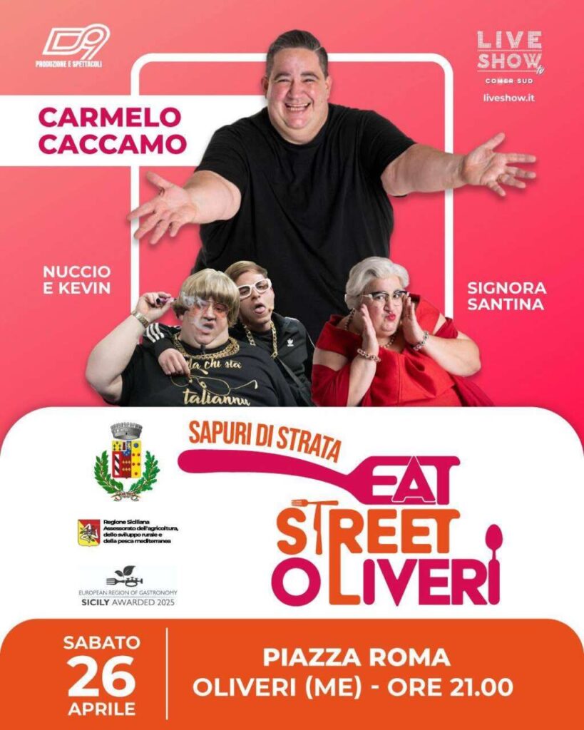 EVENTI – Questa sera Carmelo Caccamo all’Eat Street di Oliveri