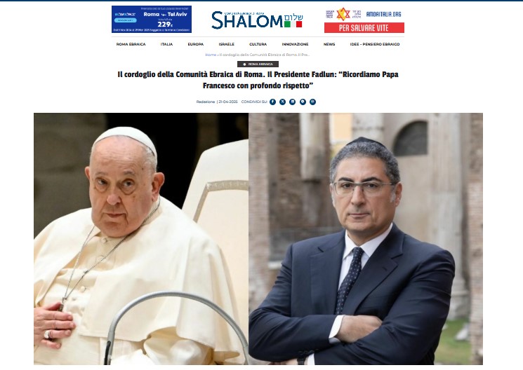 FRATTURE? – La comunità ebraica romana si divide sulle condoglianze per la morte del Pontefice