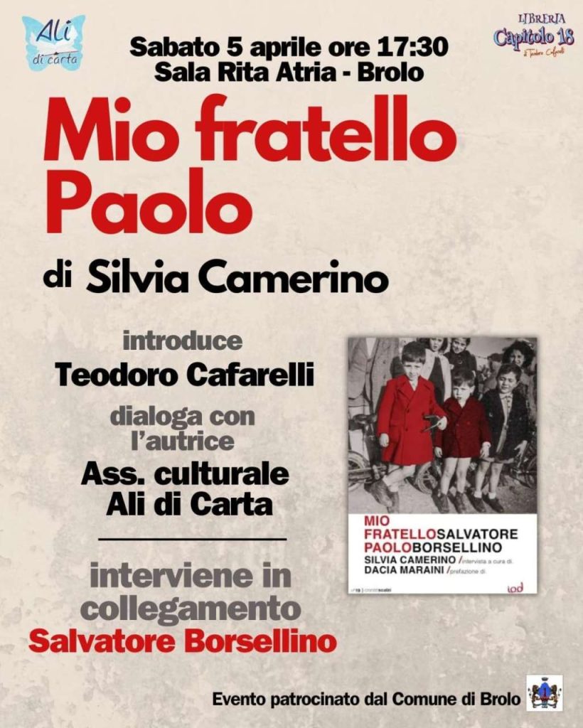 “MIO FRATELLO PAOLO” – Sabato, presentazione del libro di Silvia Camerino a Brolo
