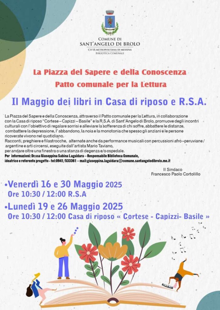 SANT’ANGELO DI BROLO – “Il Maggio dei Libri” in casa di riposo e Rsa
