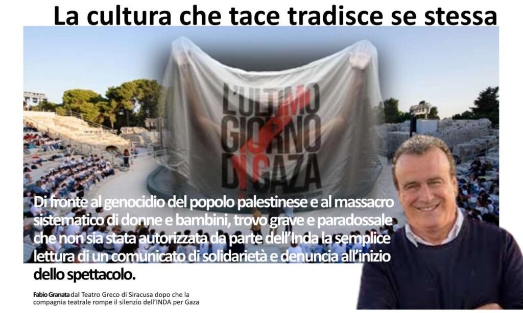 ANTIGONE SI RIBELLA DI NUOVO – Al Teatro Greco di Siracusa la compagnia teatrale rompe il silenzio dell’INDA per Gaza