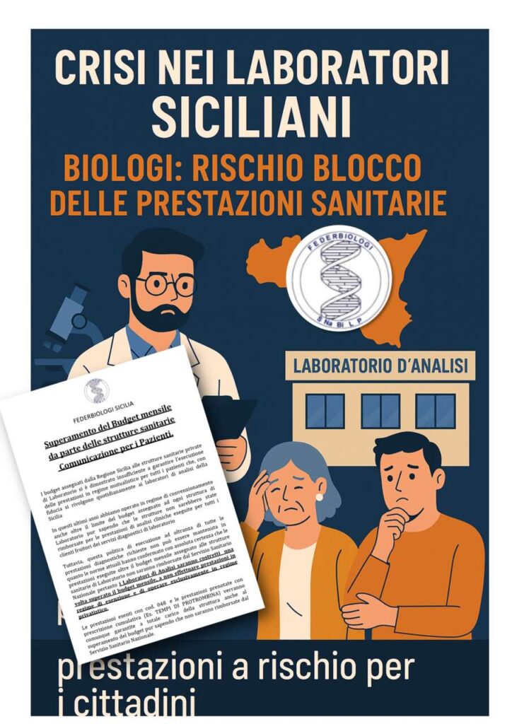 CRISI LABORATORI SICILIANI – Federbiologi lancia l’allarme sui budget insufficienti. Pazienti a rischio, si va verso il pagamento privato