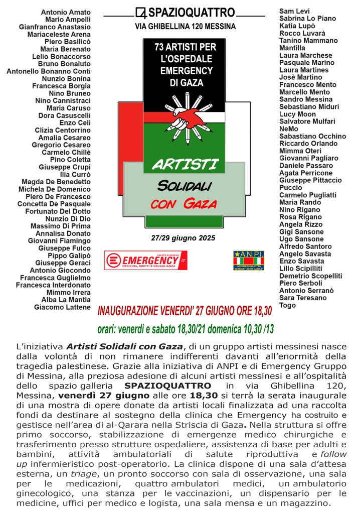 ARTE & POLITICA – 73 artisti messinesi per Gaza