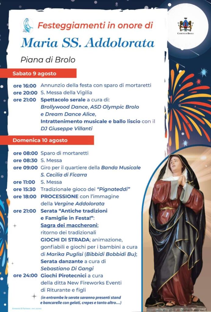 LA FESTA DI PIANA DI BROLO- Il programma e la sua storia