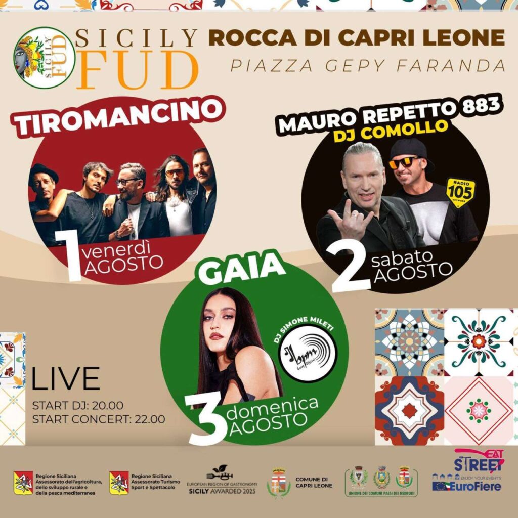 ROCCA DI CAPRI LEONE – Tutto pronto per “Sicily Fud Eat Street”: tre sere di gusto, musica e cultura