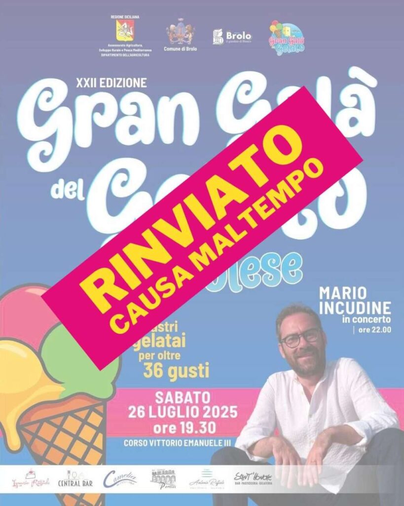 EVENTI RIVIATI – A Brolo ed a Patti per le avverse condizioni meteo