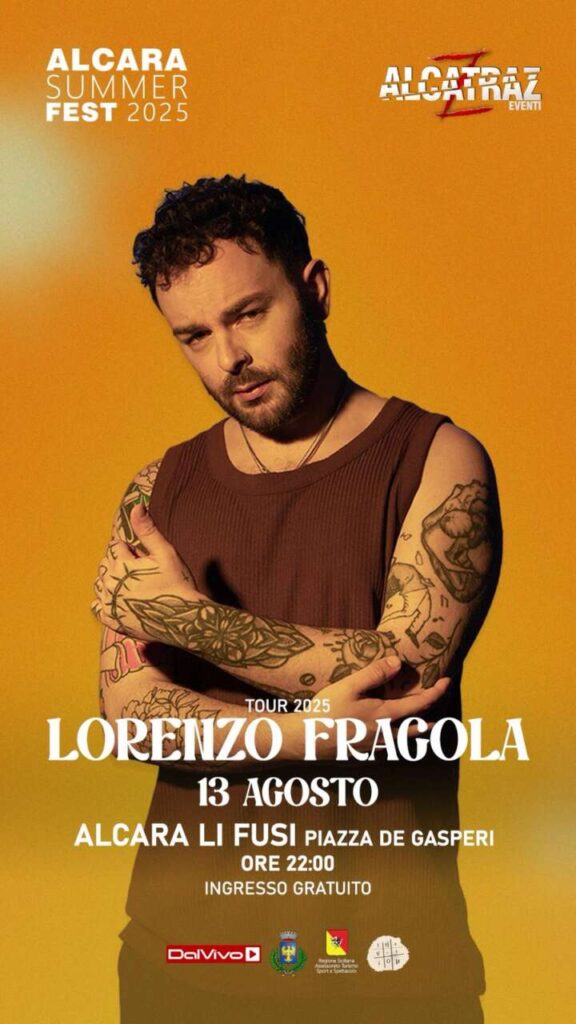 ALCARA SUMMER FEST 2025 – Il 13 agosto grande musica con Lorenzo Fragola