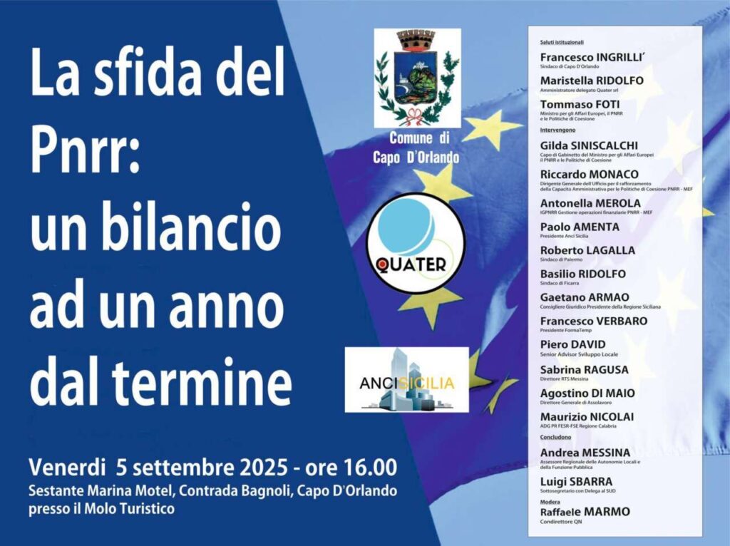 APPUNTAMENTI DI SETTEMBRE – Capo d’Orlando ospita il confronto sul PNRR: un bilancio a un anno dal termine