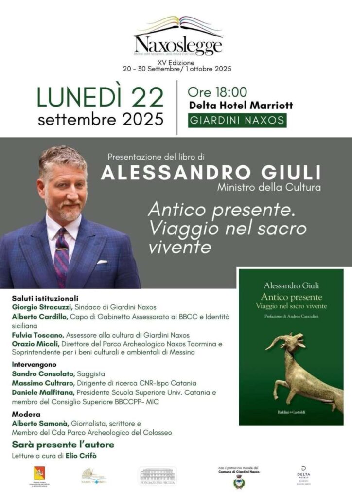 A NAXOSLEGGE – Presente lunedì Alessandro Giuli, Ministro della Cultura