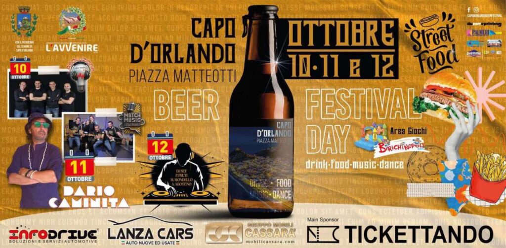 RIFLETTORI GIA’ ACCESI – A Capo d’Orlando ritorna il Beer festival Day: tre serate di musica, divertimento e brindisi senza fine
