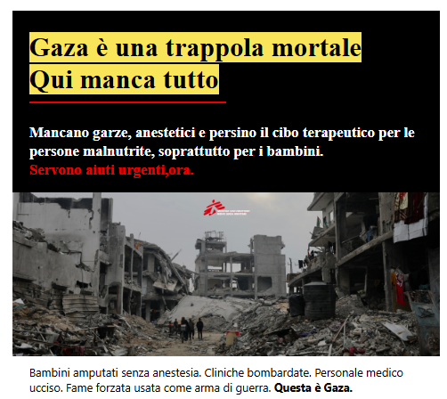 APPELLI – Gaza è una trappola mortale. Medici senza Frontiere cerca il tuo aiuto