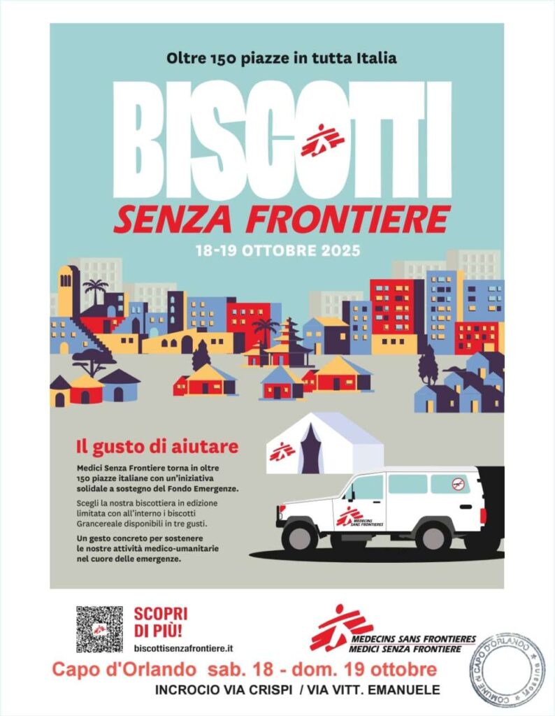 BISCOTTI SENZA FRONTIERE – Sabato e Domenica i volontari di Medici Senza Frontiere saranno a Capo d’Orlando