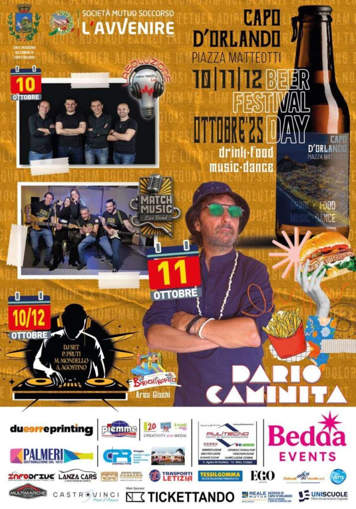 APPUNTAMENTI – Capo d’Orlando si prepara a brindare: dal 10 al 12 ottobre arriva la Festa della Birra 2025