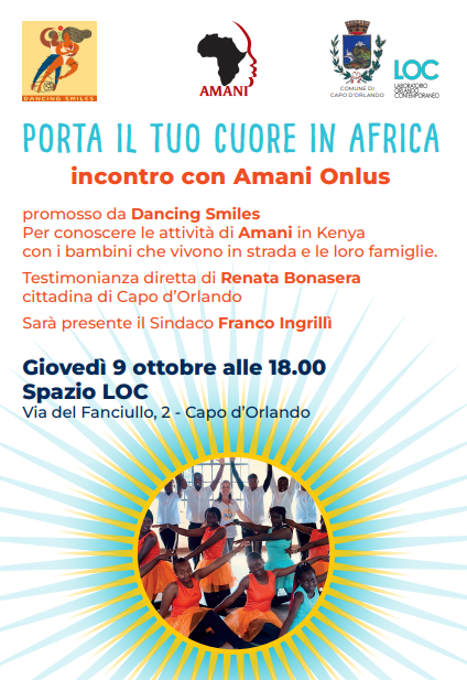 “PORTA IL TUO CUORE IN AFRICA” – Un incontro giovedì 9 ottobre allo Spazio Loc di Capo d’Orlando