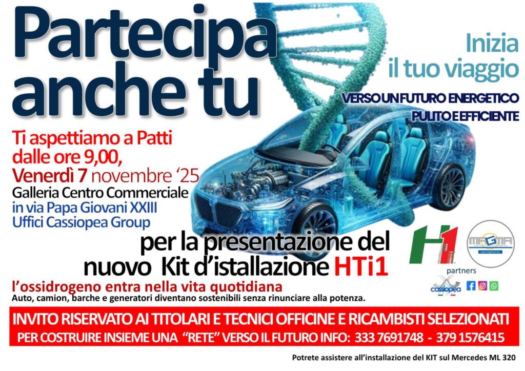 PROMOSSO DALLA CASSIOPEA GROUP\MAGMA SRL – La rivoluzione dell’ossidrogeno: corso tecnico per installatori del kit HTi1