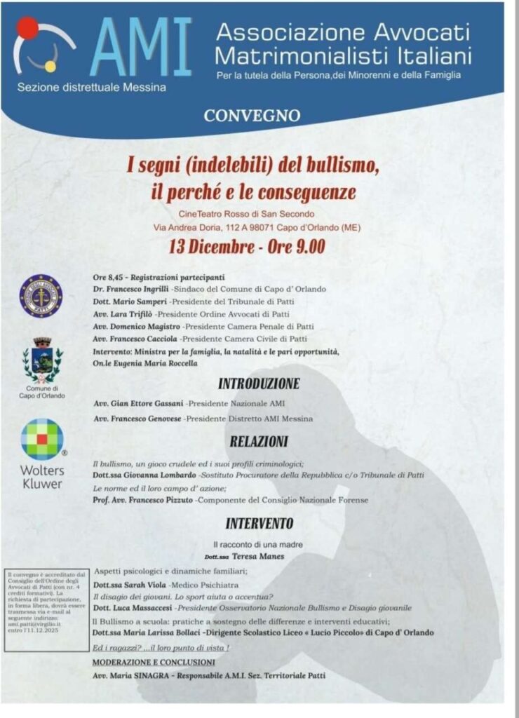 CONVEGNI -“I segni (indelebili) del bullismo, il perché e le conseguenze”