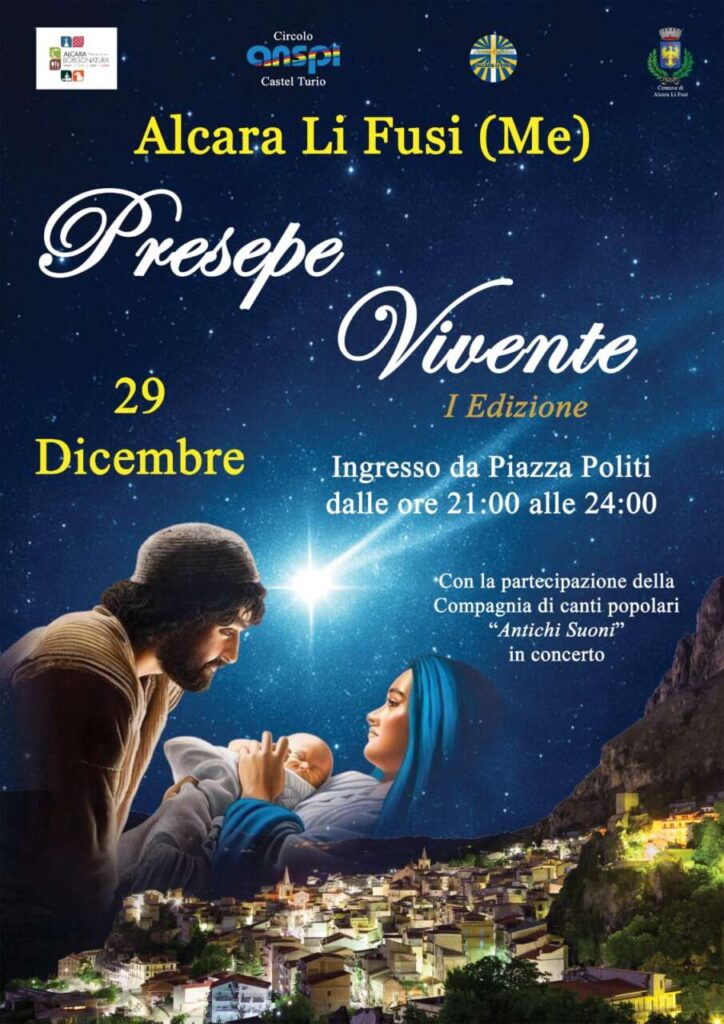 ALCARA LI FUSI – Il 29 dicembre la prima edizione del Presepe Vivente