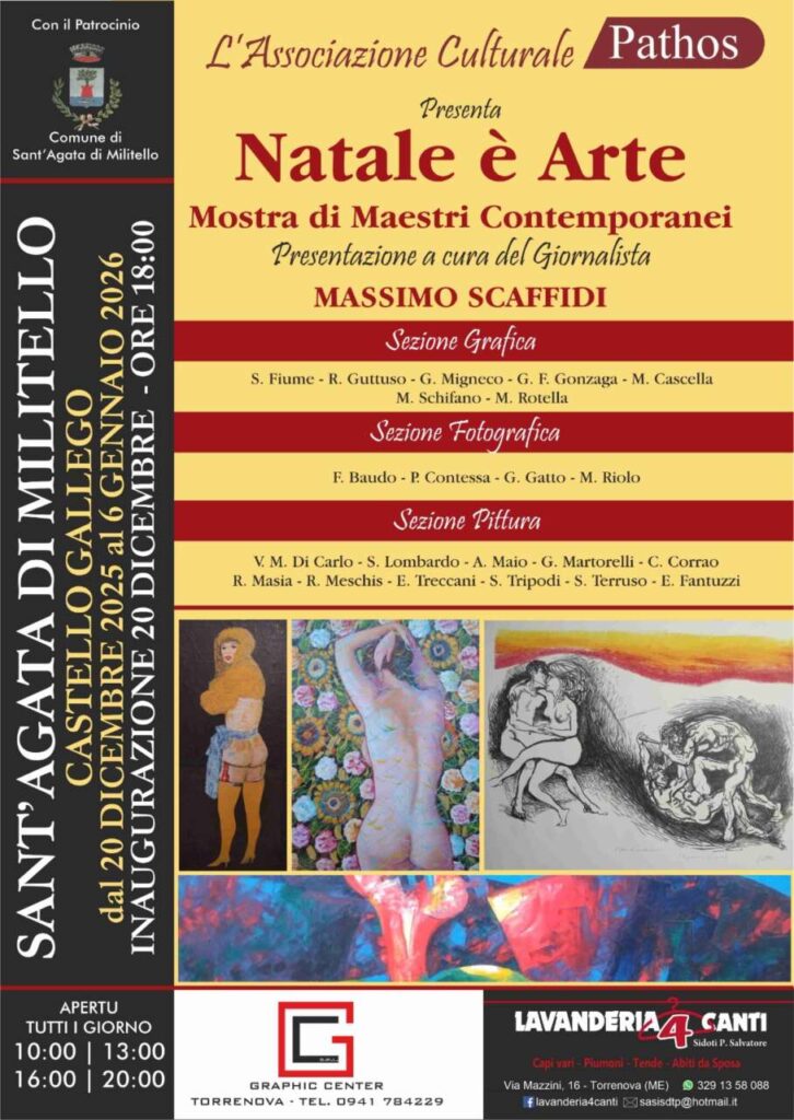 “NATALE E’ ARTE” – a Sant’Agata di Militello la mostra dei Maestri Contemporanei