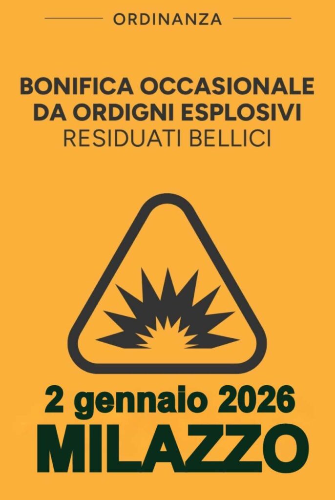 MILAZZO – Il piano di evacuazione del 2 gennaio per la bonifica dell’ordigno bellico