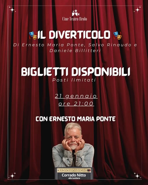 TEATRO A BROLO – “Il Diverticolo” il nuovo spettacolo di Ernesto Maria Ponte