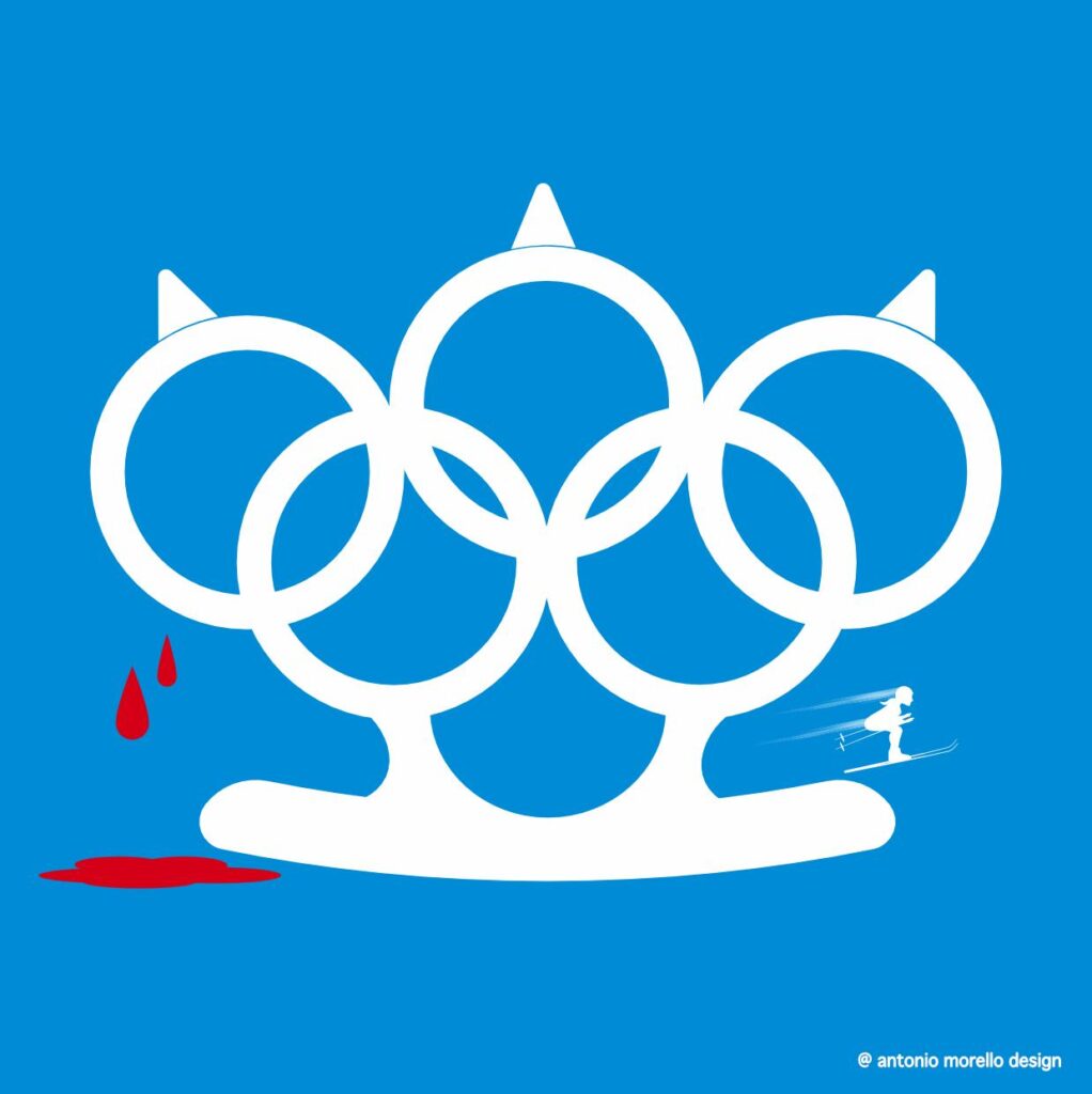 DANGEROUSE ICE – L’ombra della violenza sullo spirito olimpico nel disegno di Antonio Morello
