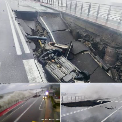 COMPORTAMENTI IMPUDENTI – Sul lungomare di Santa Teresa di Riva una voragine inghiotte un’auto