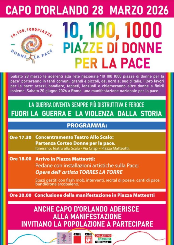 ANCHE A CAPO D’ORLANDO – Mobilitazione nazionale: “10, 100, 1000 piazze di donne per la pace”