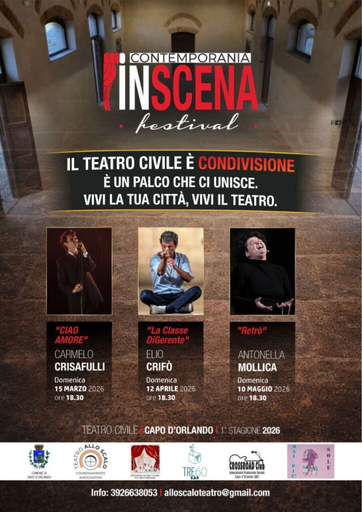 CAPO D’ORLANDO – Mercoledì 11 la presentazione del Festival teatrale Contemporania Inscena