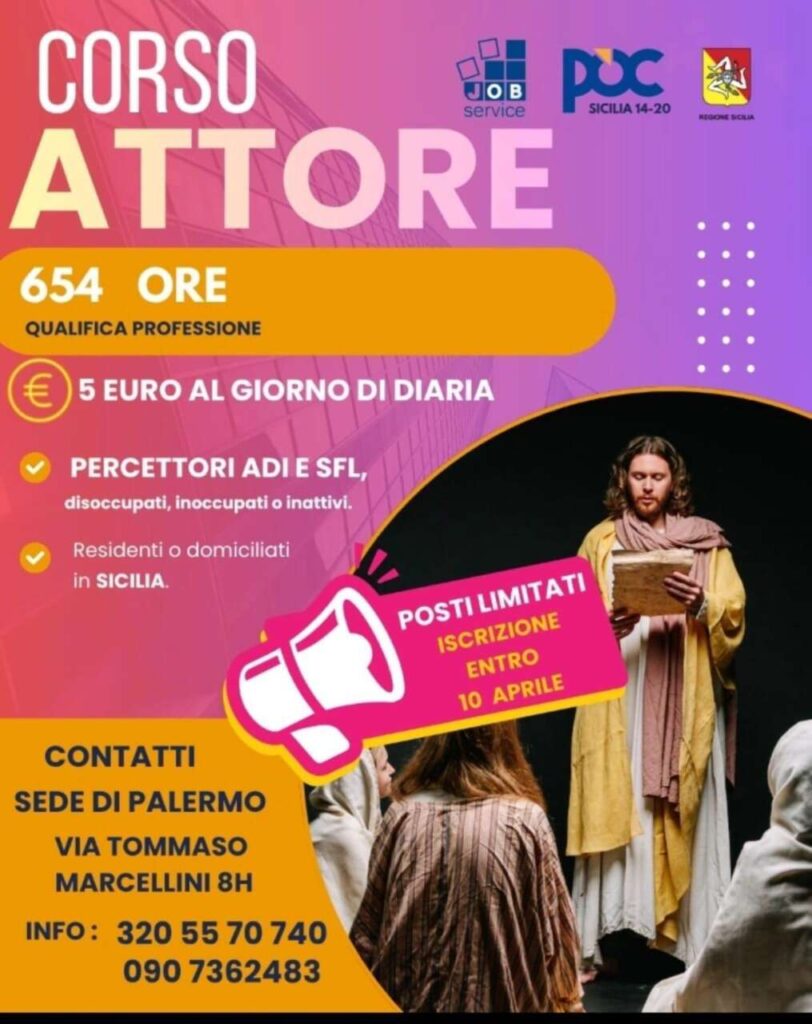 ULTIMI GIORNI – Per iscriversi al corso per Attore